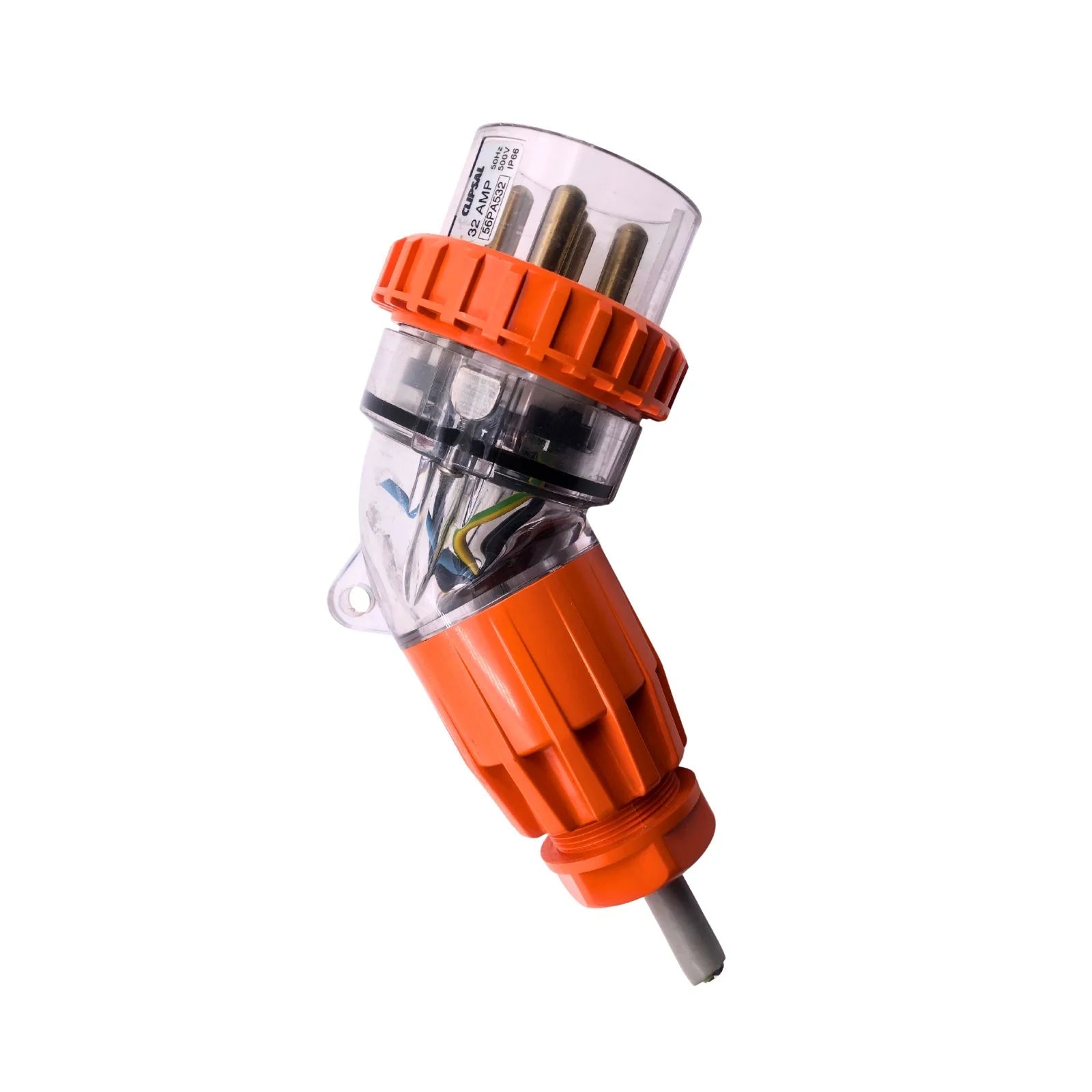 Clipsal Weatherproof Extension Cord Plug Socket Angled 32A 5 Pin Orange 56PA532
