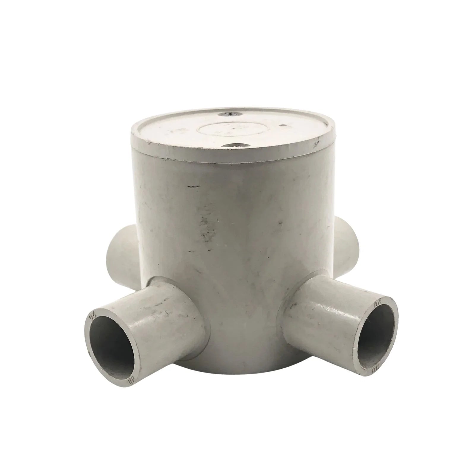 Clipsal 25mm 4-Way Deep Round Conduit Junction Box Grey 240/25/4D