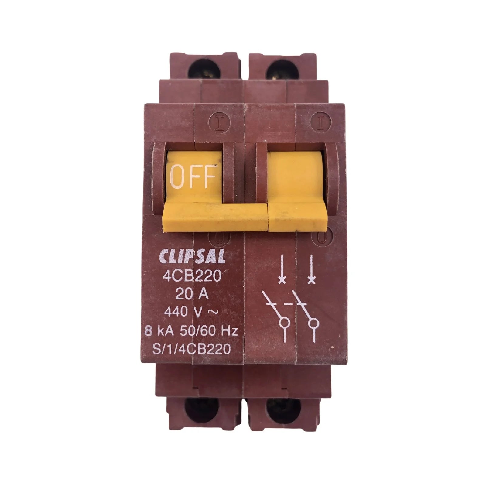 Clipsal Miniature Circuit Breaker 2 Pole 20A 8kA 4CB220/8