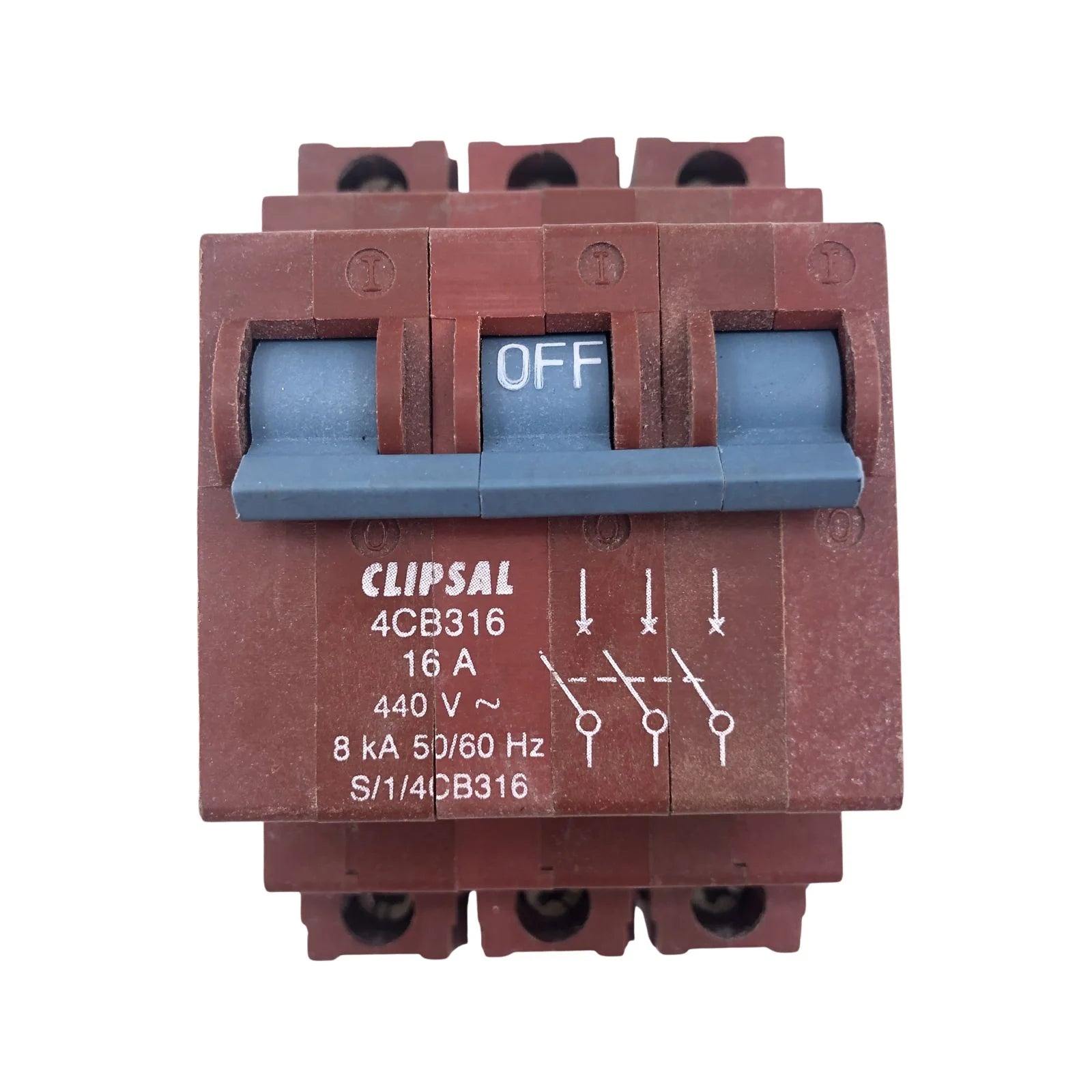 Clipsal Miniature Circuit Breaker 3 Pole 16A 8kA 4CB316/8