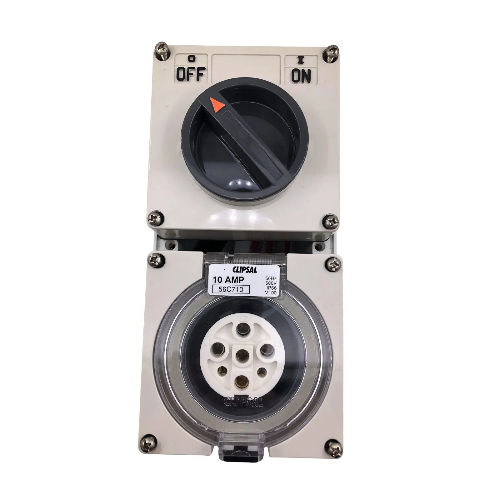 Clipsal Switched Socket Outlet Surface Mount 3 Pole IP66 500V 10A 56C710