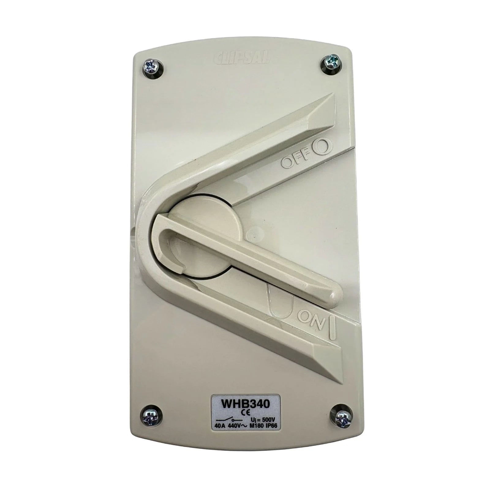 Clipsal Surface Isolator Switch 1 Gang 3 Pole 440VAC 40A Hoseproof Grey WHB340