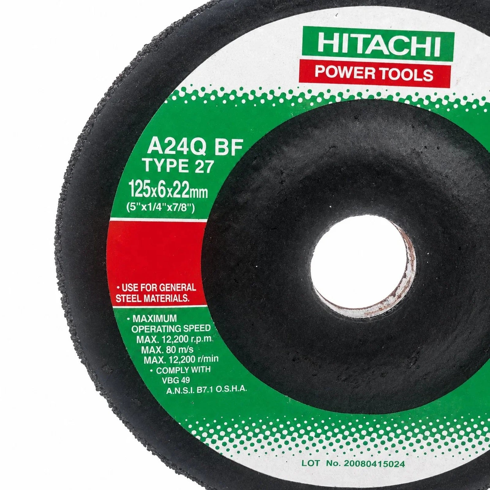 Hitachi Aluminum Oxide Grinding Wheel A24Q BF Type 27 125x2x22mm 20080415024