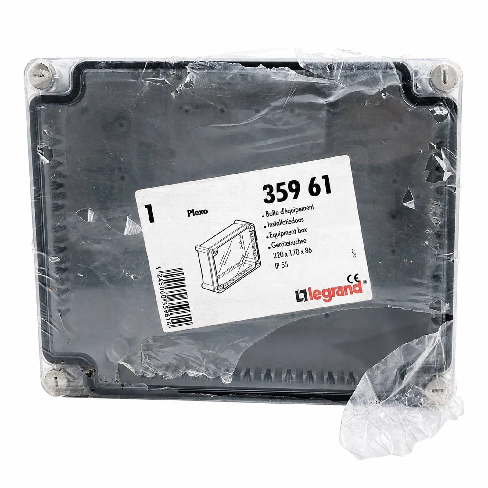 Legrand Industrial Box Plastic IP55 Transparent Cover 220x170x86mm Grey 35961