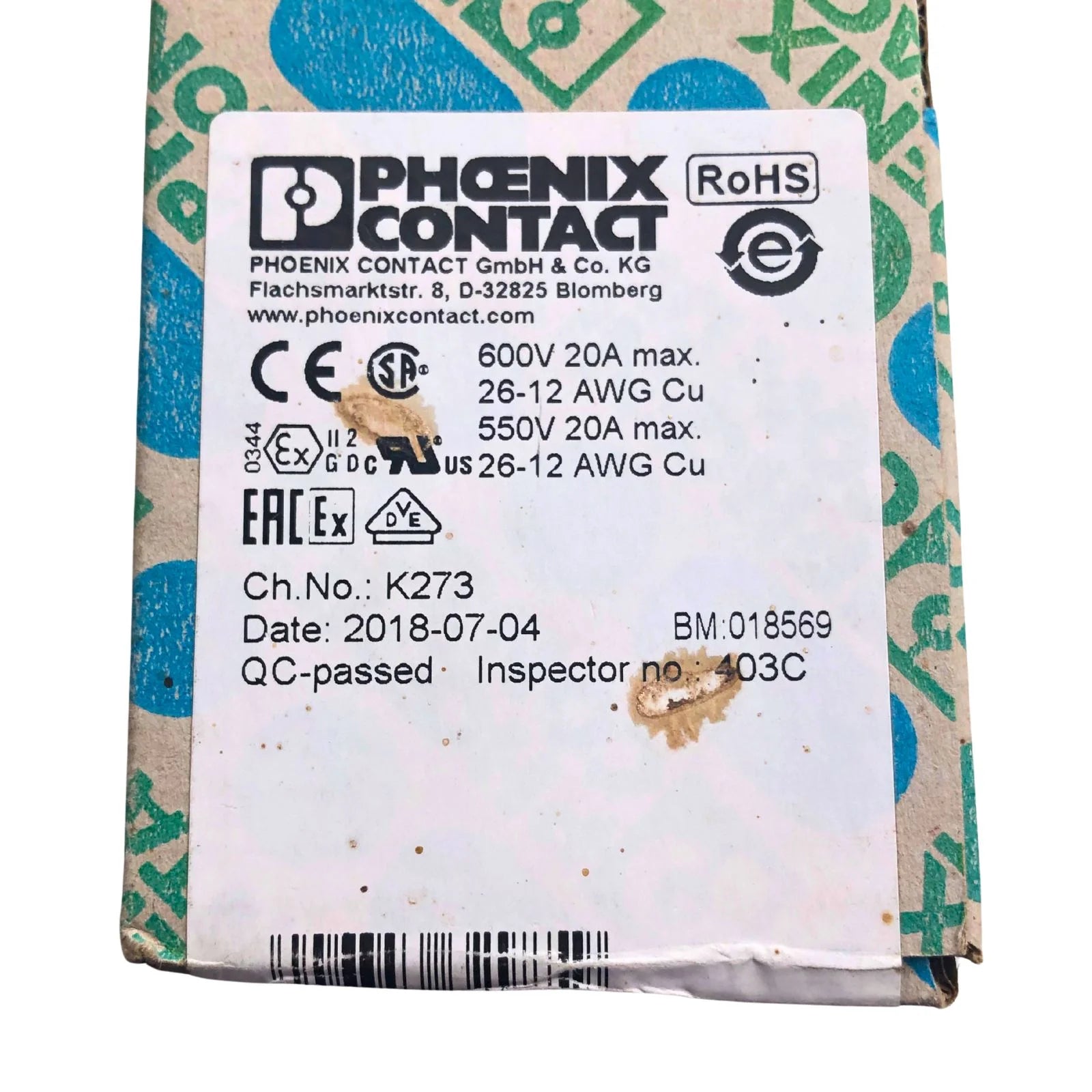Phoenix Contact DIN Rail Feed-Through Terminal Block 4-Wire PT 2,5-Quattro 3209578