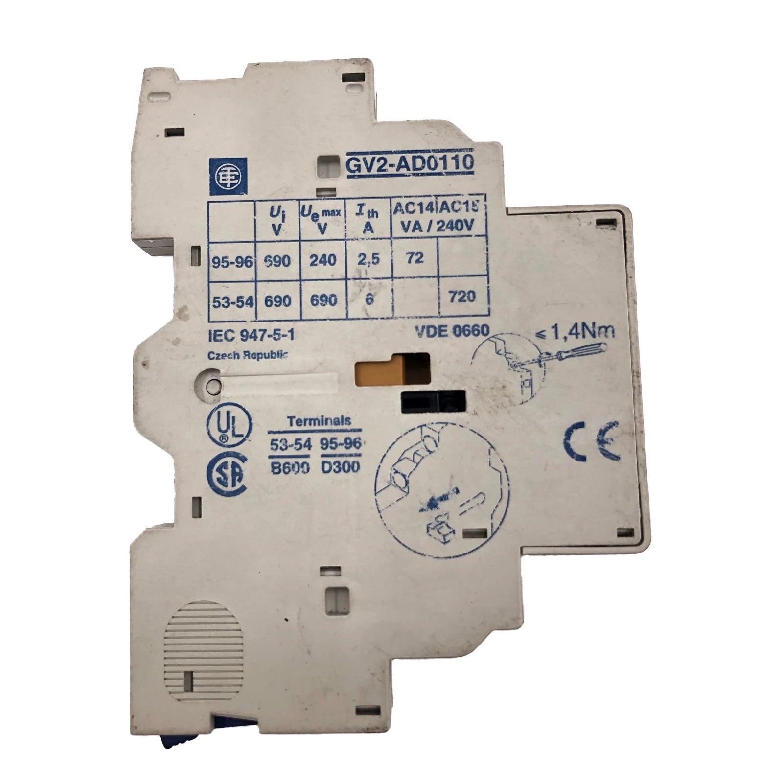 Schneider Electric / Telemecanique Auxiliary Contact GV2 NO/NC GV2AD0110