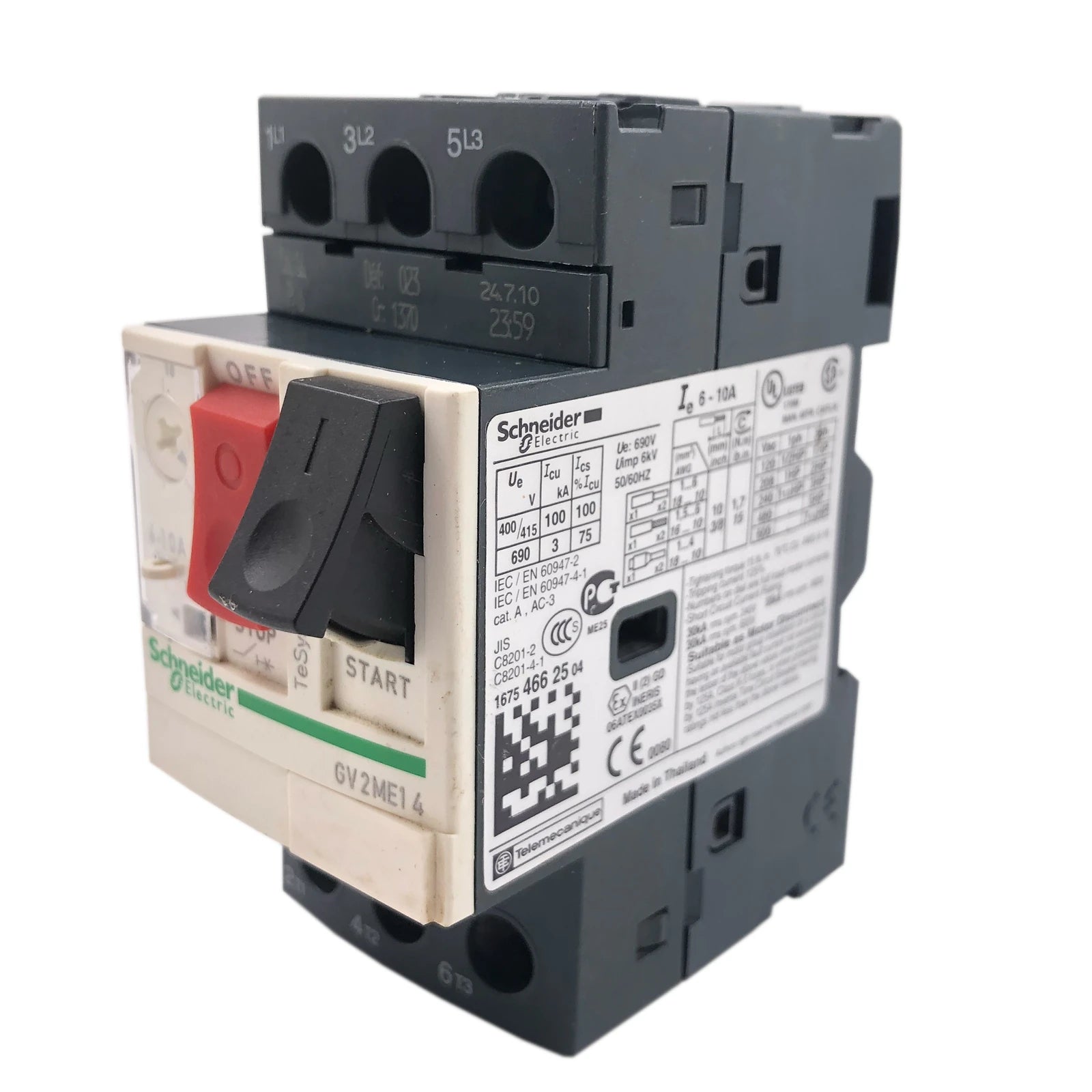 Schneider Electric / Telemecanique Circuit Breaker 3 Pole 10A 690VAC GV2ME14