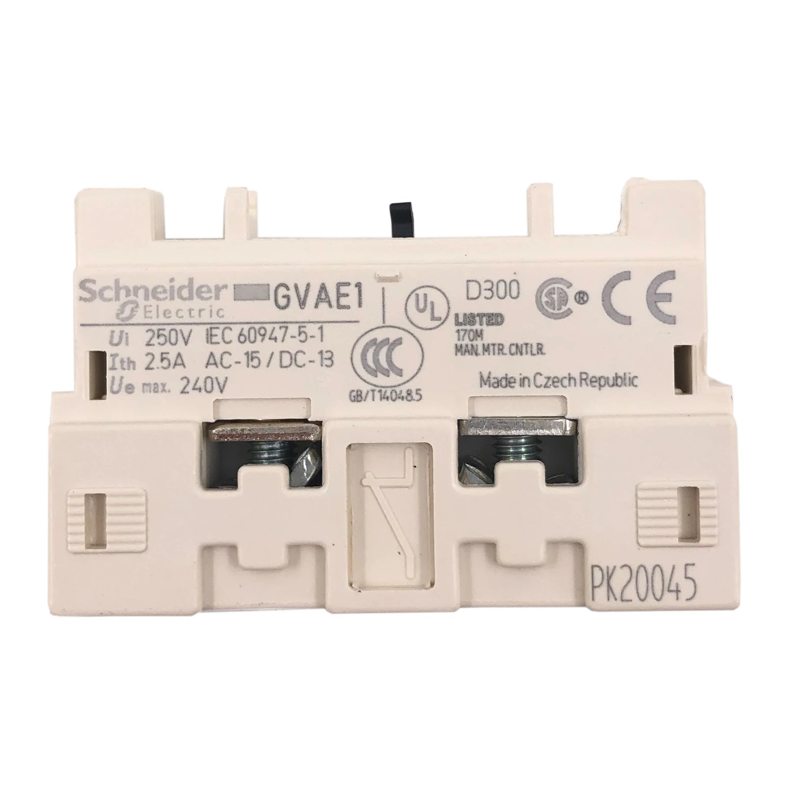Schneider Electric / Telemecanique Auxiliary Contact 1NC+1NO Front Mount GVAE1