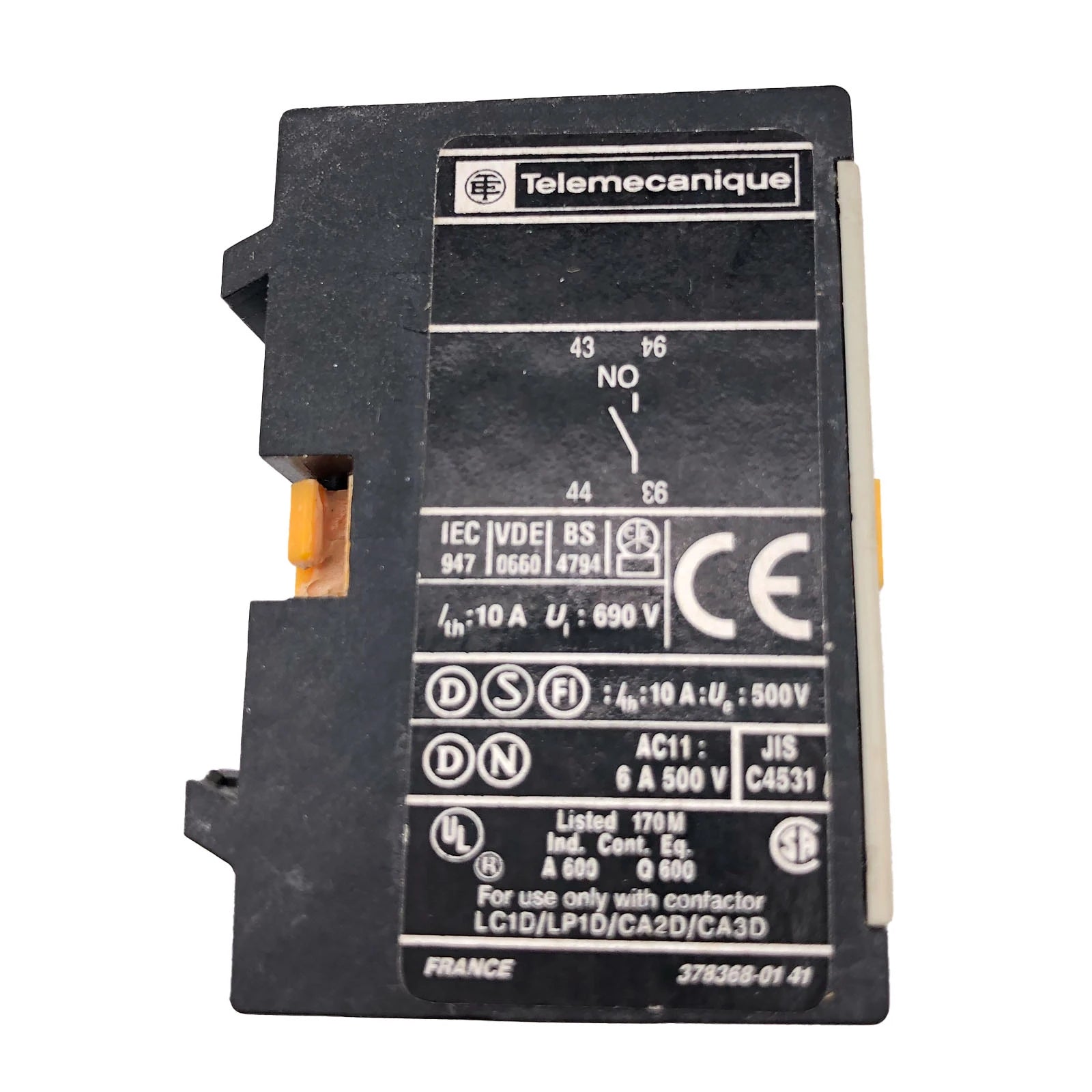 Schneider Electric / Telemecanique Auxiliary Contact 600VAC 10AMP D Line LA1DN10