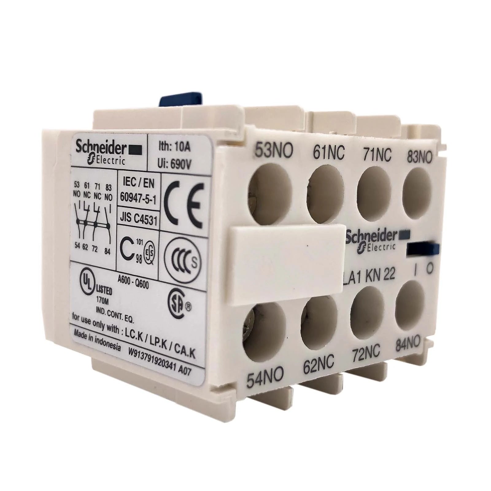 Schneider Electric / Telemecanique Auxiliary Contact 10A 600Vac 2NO/2NC LA1KN22