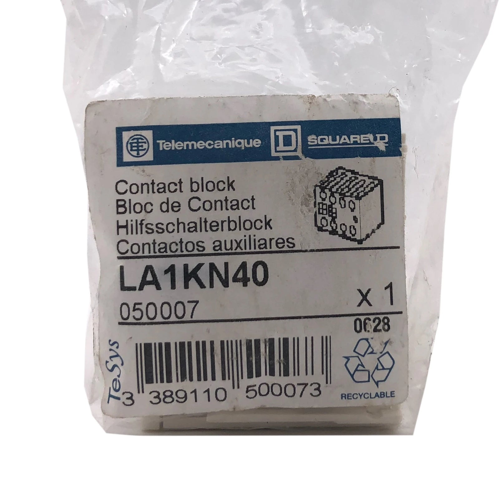 Schneider Electric / Telemecanique Auxiliary Contact Block 4P 10A 600Vac LA1KN40