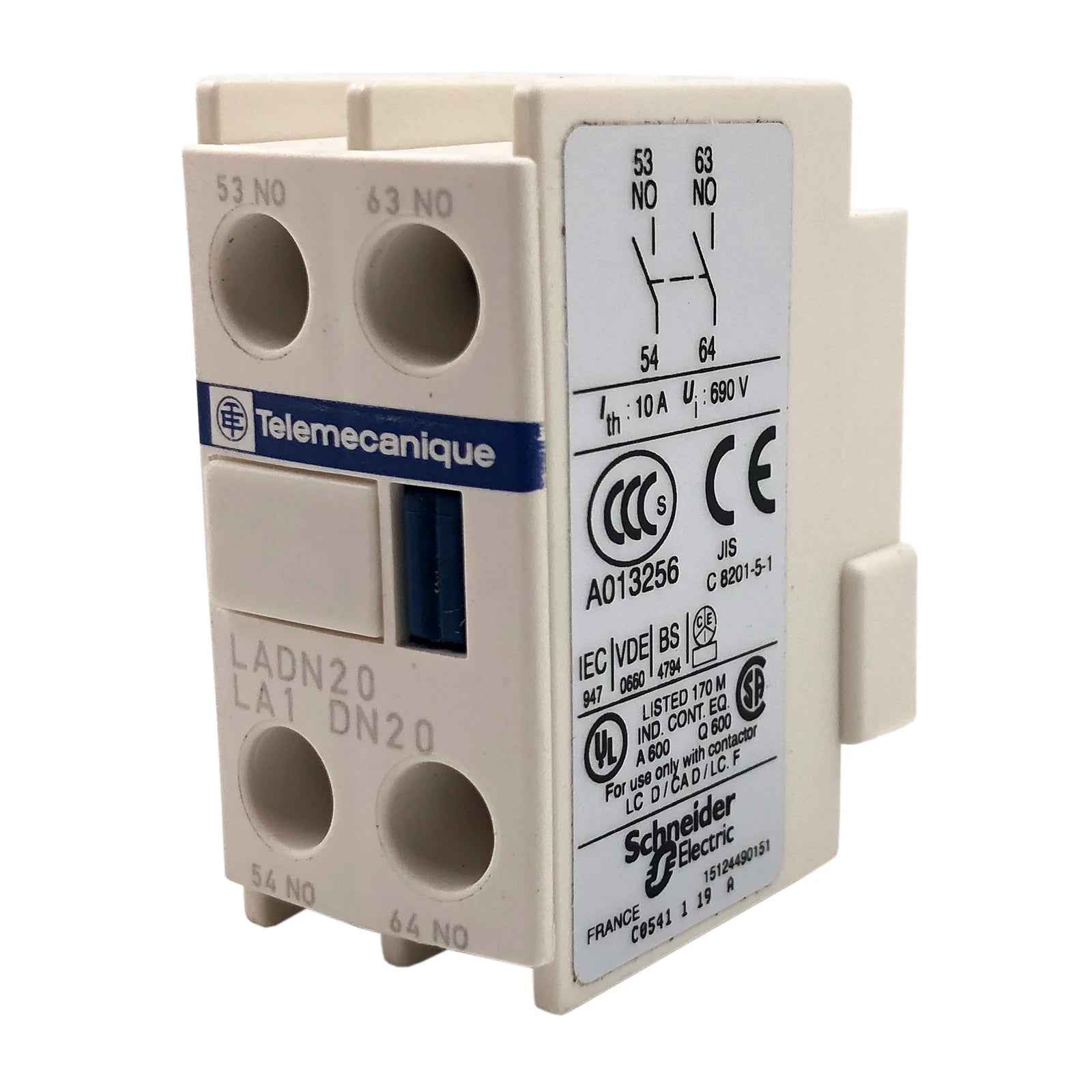 Schneider Electric / Telemecanique Auxiliary Contact Block 5mA 17V LADN20