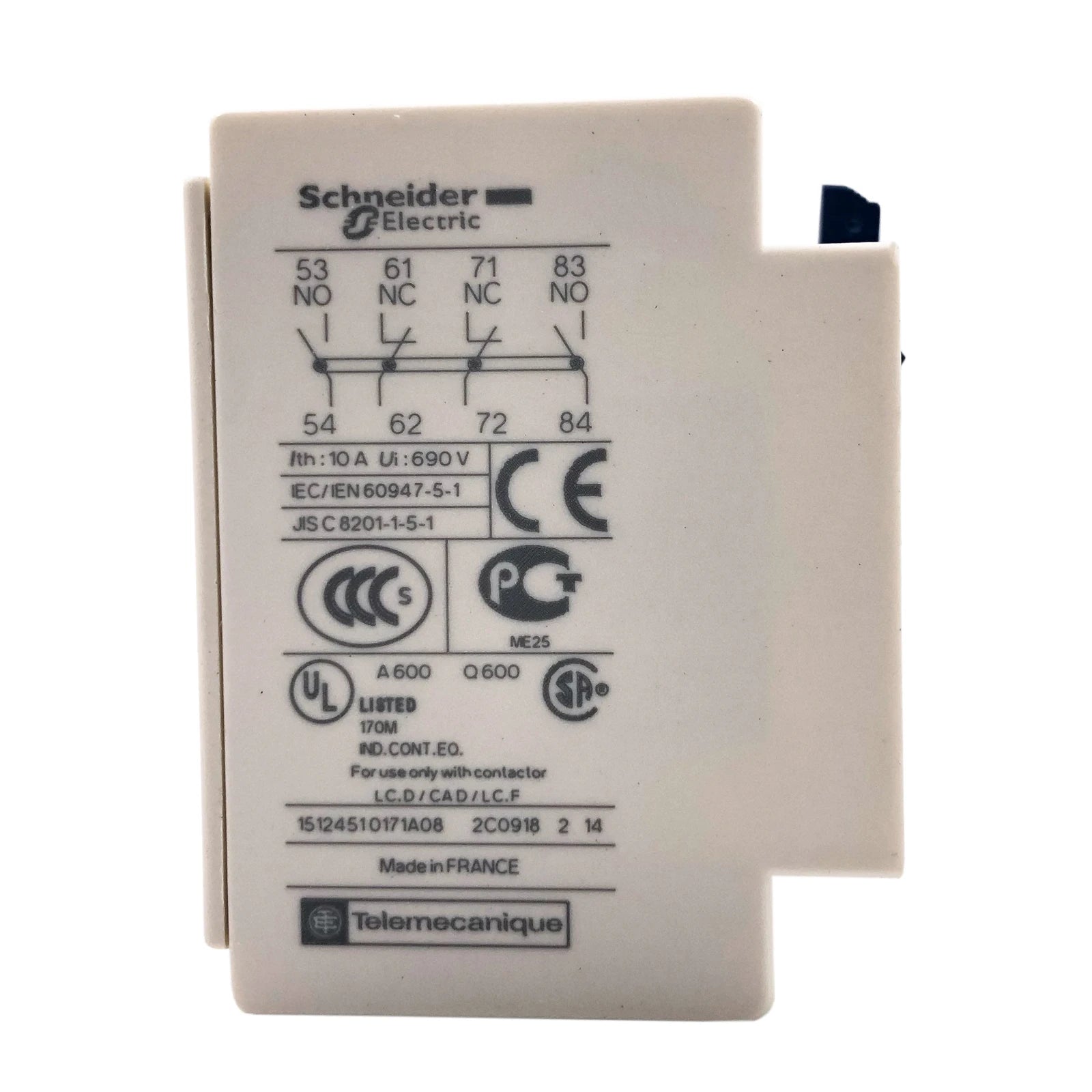 Schneider Electric / Telemecanique Auxiliary Contact Block 10A 600Vac LADN22