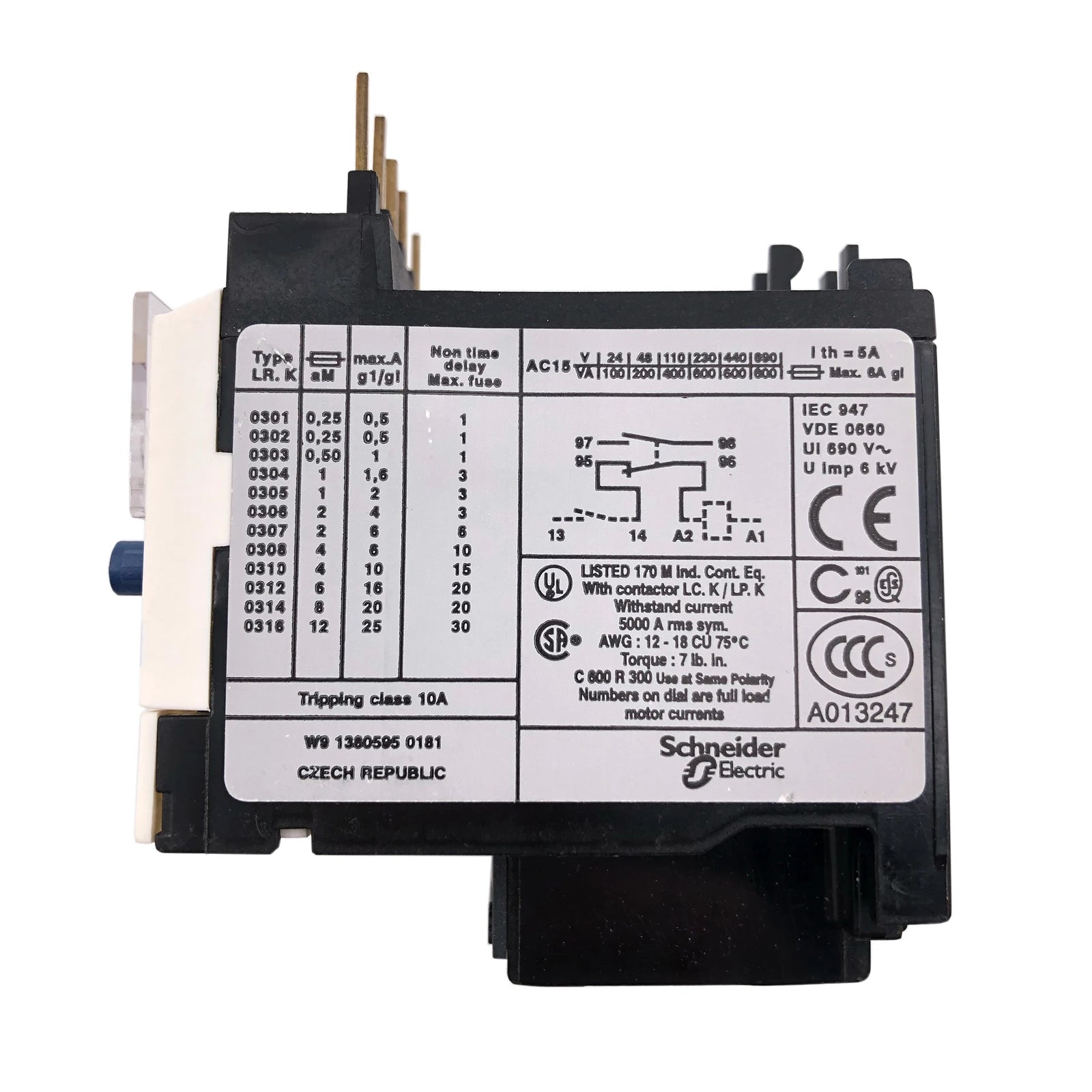Schneider Electric / Telemecanique Overload Relay 3 Pole 5.5 to 8A LR2K0314