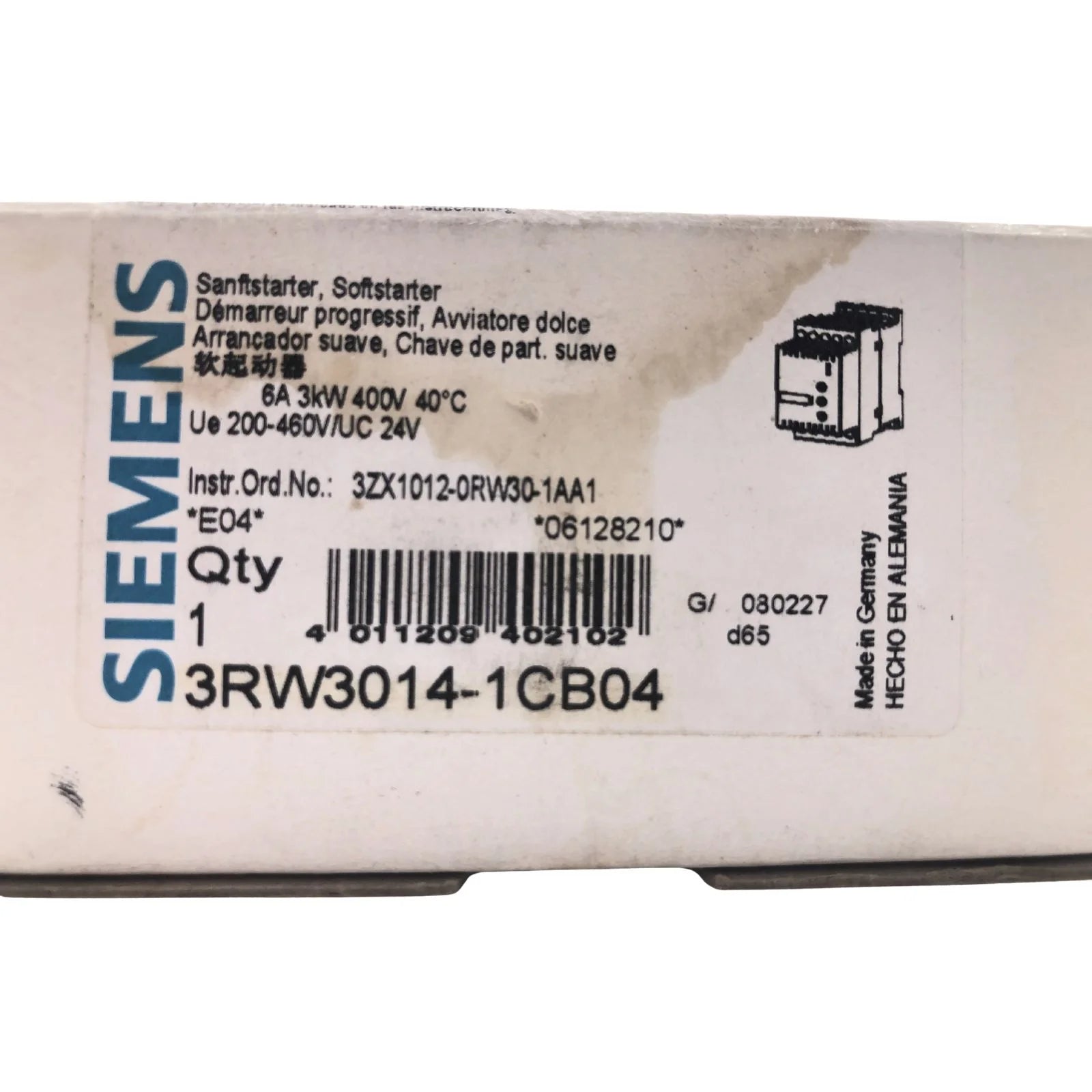 Siemens Soft Starter 480V 4.8A 3 Phase 3RW3014-1CB04