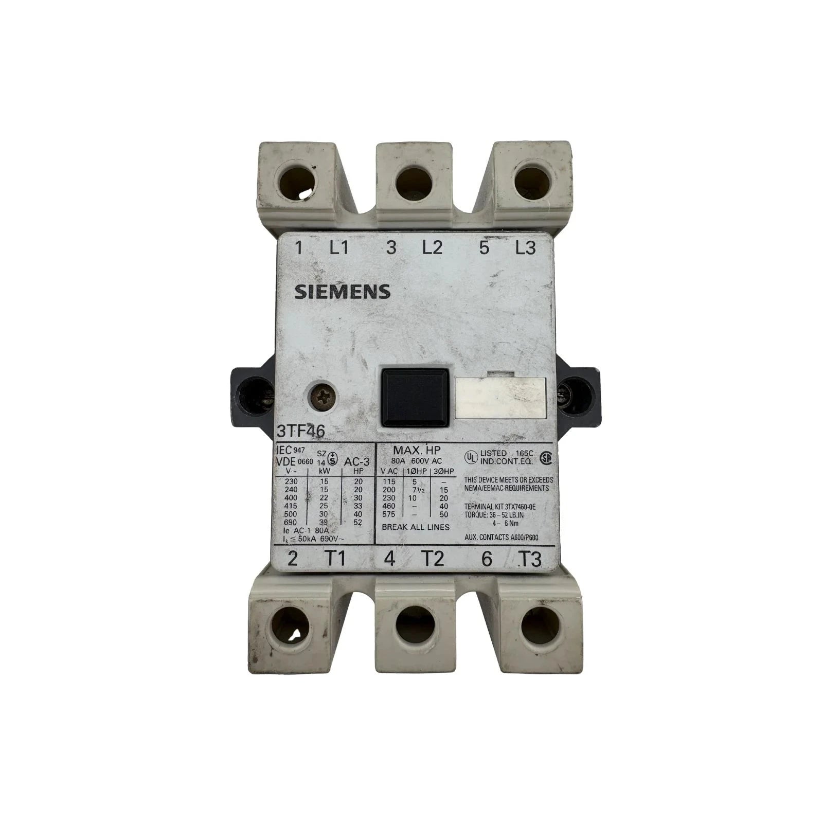 Siemens Magnetic Contactors 3 Pole 22KW P49345012 3TF4622-OAUO