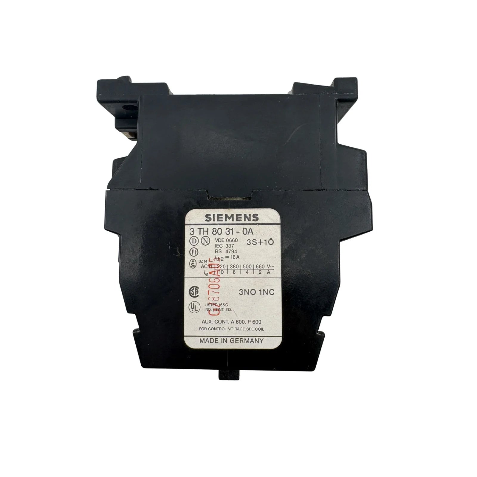 Siemens Magnetic Contactor 3 Poles 600V 3NO 1NC 3TH80 31-0A