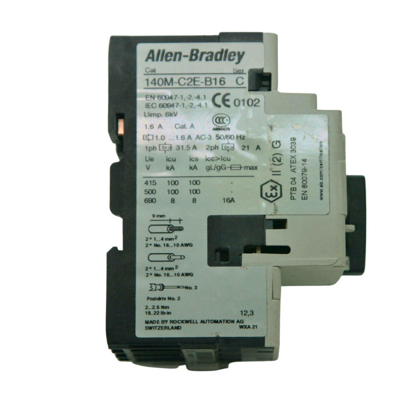 Allen-Bradley Circuit Breaker 1.6 to 2.5A 140M-C2E-B16 & Auxiliary 140M-C-A