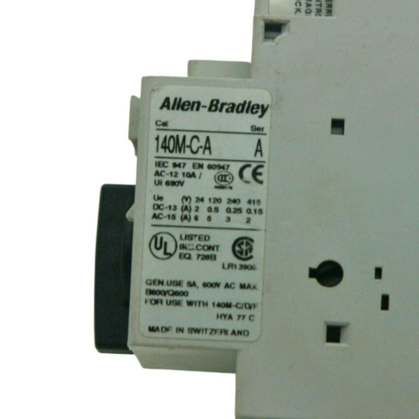 Allen-Bradley Circuit Breaker 1.6 to 2.5A 140M-C2E-B16 & Auxiliary Contact 140M-C-A