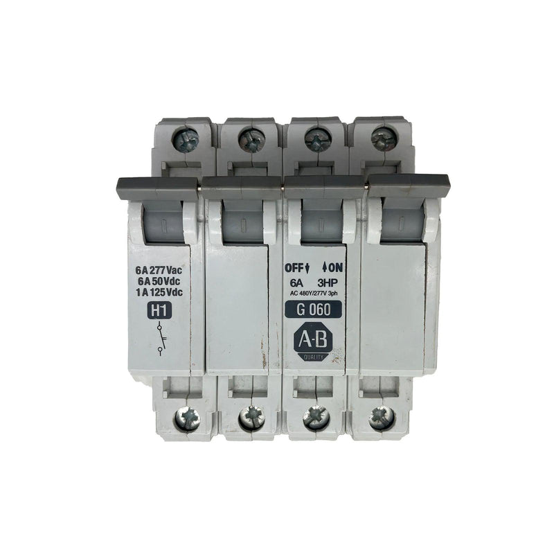 Allen-Bradley 6a 3hp Circuit Breaker With h1 Auxiliary Contact 1492-CB3-G060 & 1492-ACB-H1