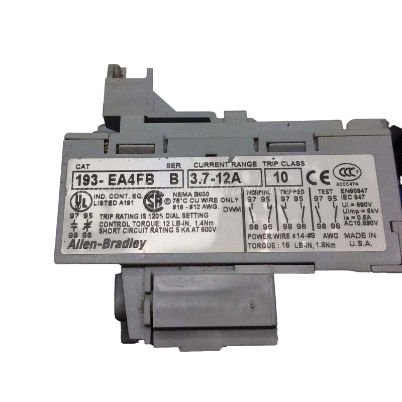 Allen-Bradley Relay Motor Protection 1.6-5A 600Vac 193-EA4FB