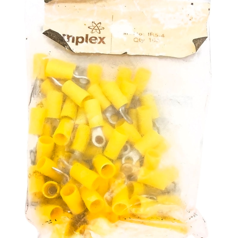 Amplex Ring Terminal M4 Yellow IR5-4 Pack of 100