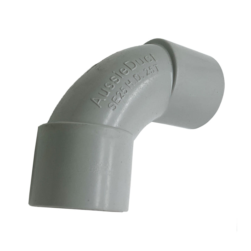 AussieDuct Elbow Fitting Heavy Duty 25mm PVC 25mm Grey SE25 H.D. 25T