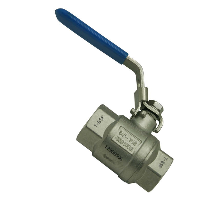 Ball Valve ON/OFF 316 Stainless Steel 1000 WOG ¾” T-BSP Blue 12908506