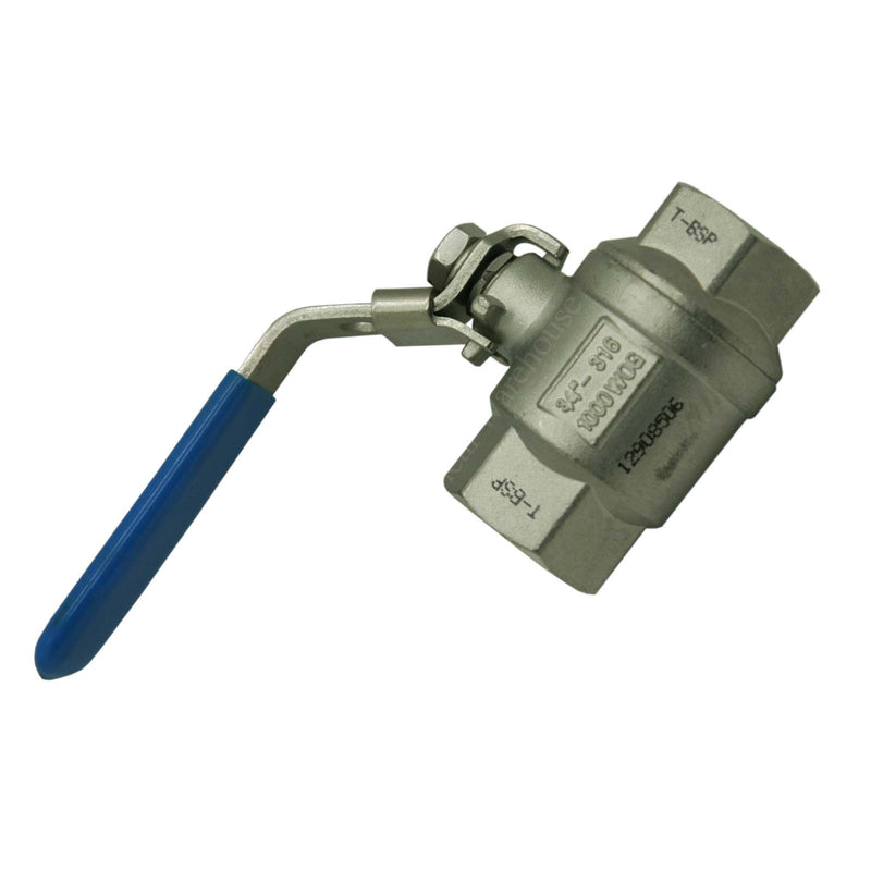 Ball Valve ON/OFF 316 Stainless Steel 1000 WOG ¾” T-BSP Blue 12908506