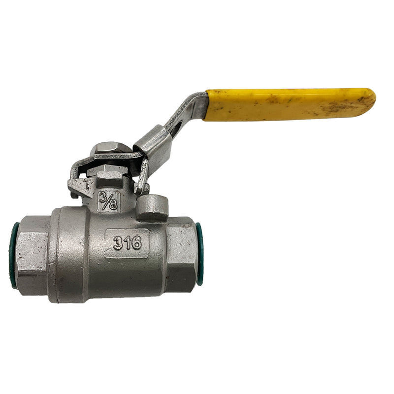 Ball Valve ON/OFF 316 Stainless Steel 3/8” Yellow