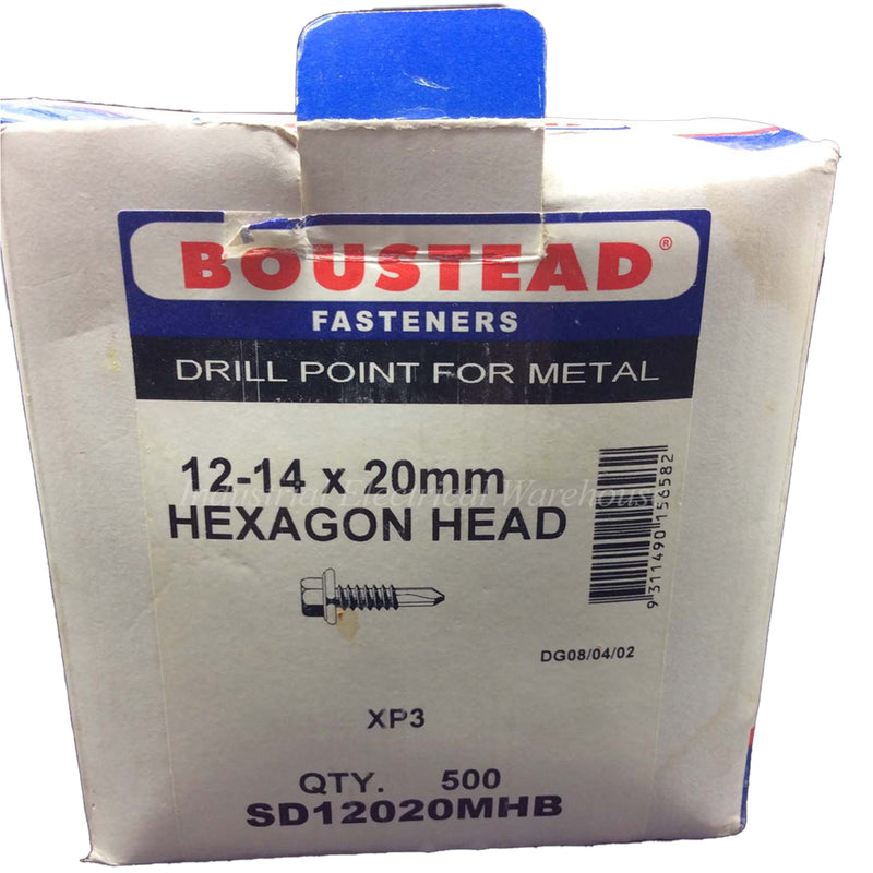 Boustead Fasteners Drill Point Metal Hexagon Head Screw 12-14x20mm SD12020MHB