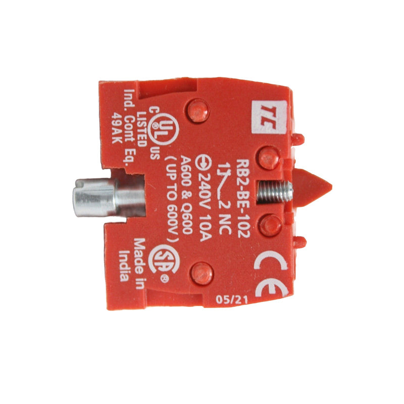 C&S RAAS Controls Contact Block and Collar NC 10 AMP 240V AC Red RB2-BE-102