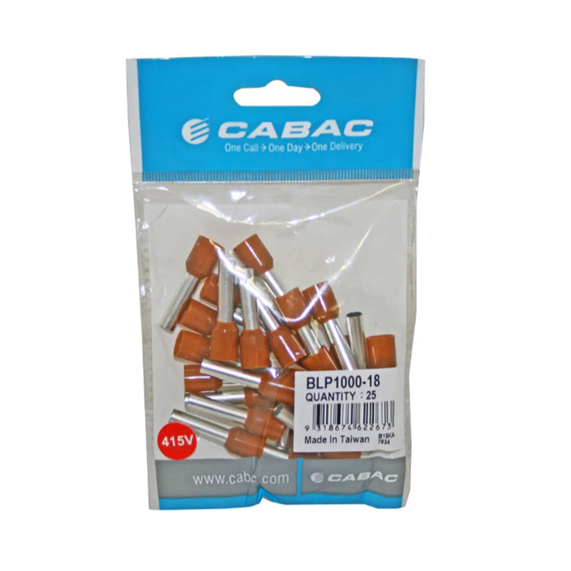 CABAC Bootlace Pin 10mm2-Brown L18 Halogen Free BLP1000-18 25pcs