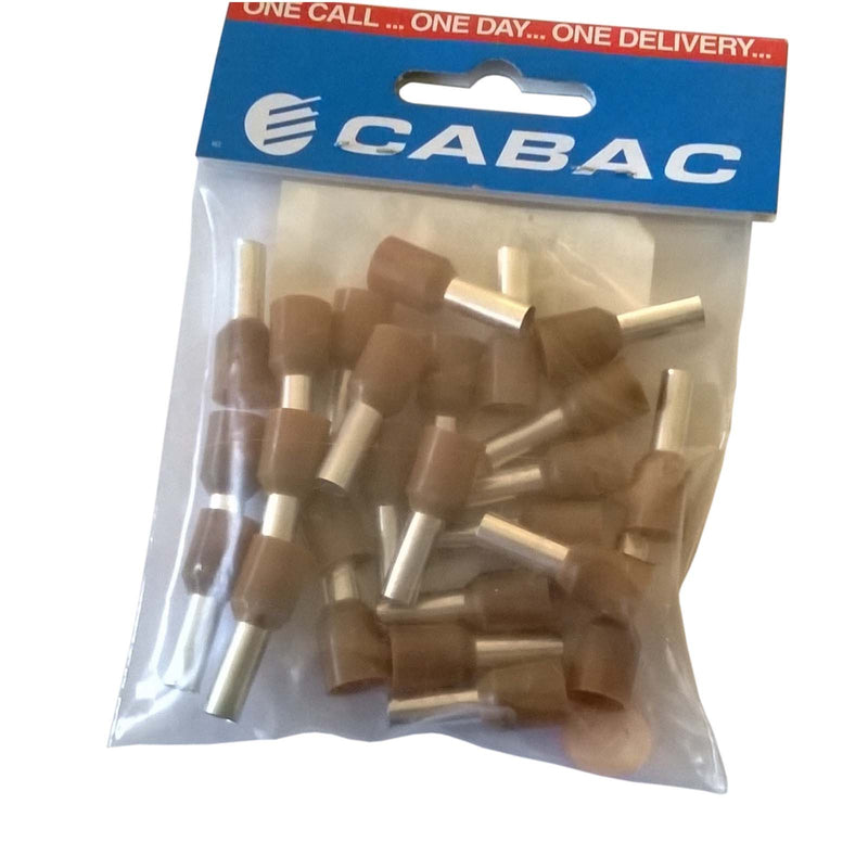 CABAC Bootlace Pin 10mm2-Brown Halogen Free Brown BLP1000 25pcs