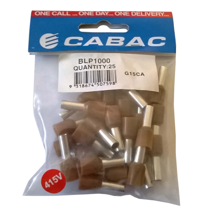 CABAC Bootlace Pin 10mm2-Brown Halogen Free Brown BLP1000 25pcs