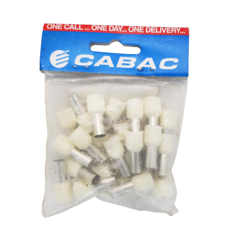 CABAC Terminal Bootlace Pin Halogen Free Ivory 16mm White BLP1600