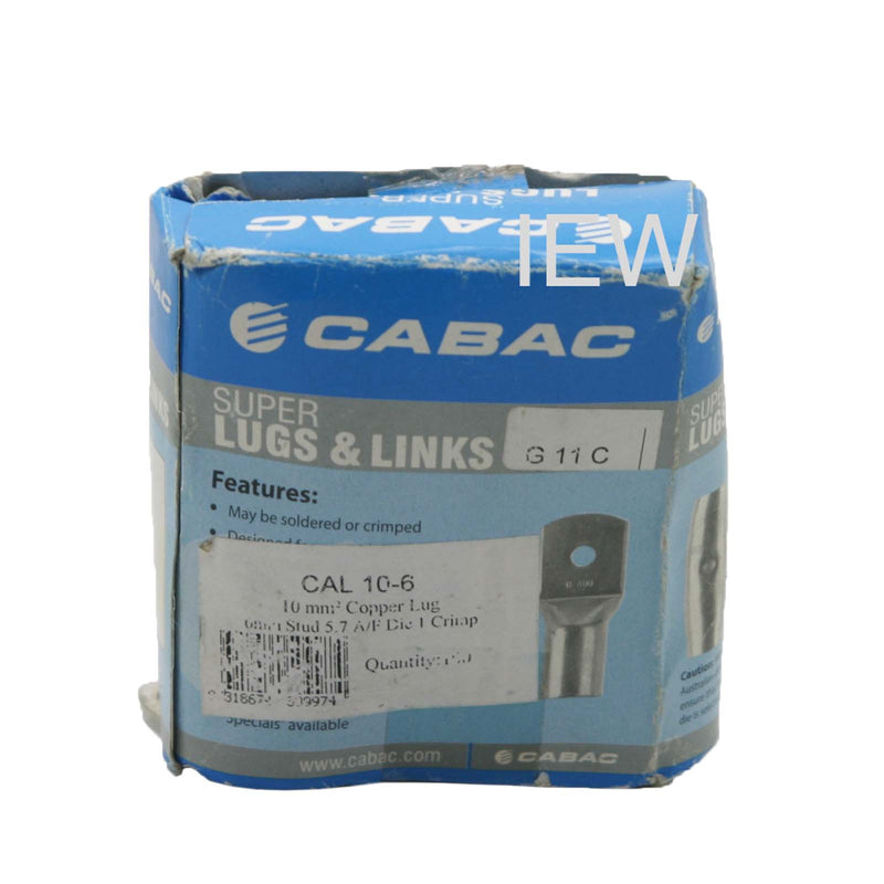 CABAC Crimp Lug Copper 10mm² Cable 6mm Stud CAL10-6