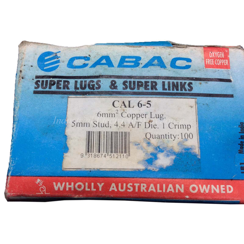 CABAC Crimp Lug Copper 6mm² Cable 5mm Stud CAL6-5 100pcs