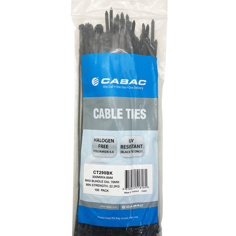 CABAC Nylon Cable Tie 300mm X 4.8mm Black CT290BK