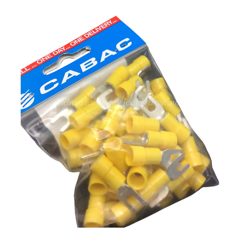 CABAC Terminal Fork Forked Spade 4mm Yellow FS5.5-4 50pcs