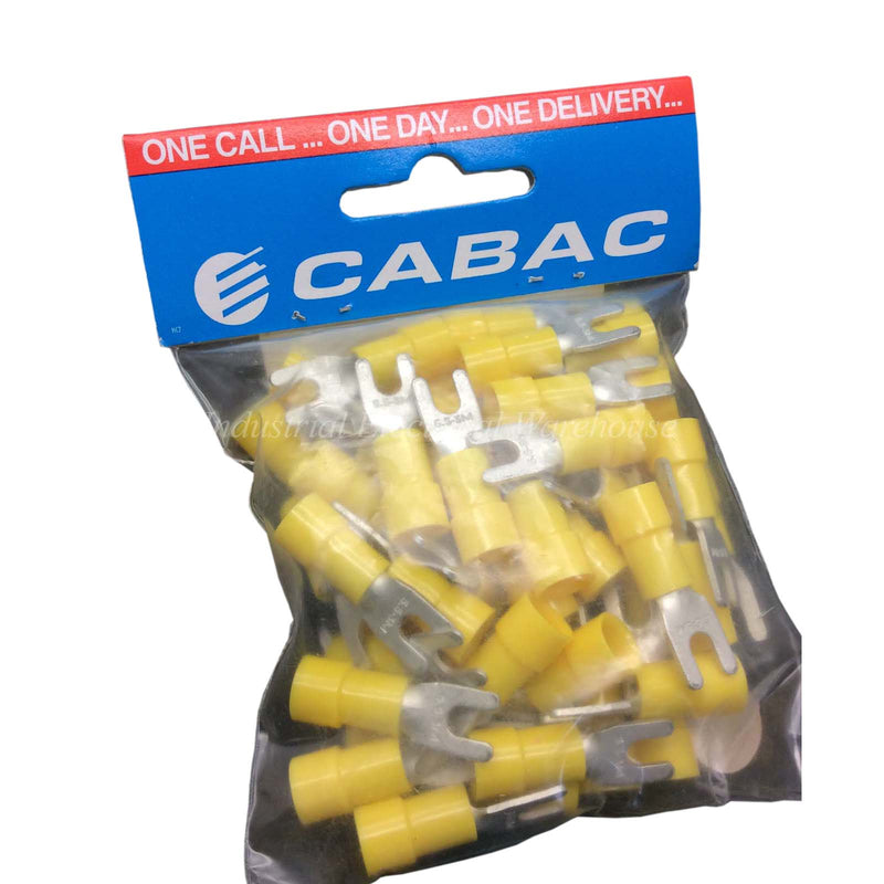 CABAC Terminal Fork Forked Spade 3mm 415V Yellow FS5.5-3 50pcs