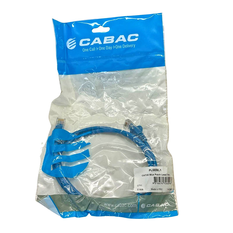 CABAC RJ45 Cat5E Blue Patch Lead 1m 4-Pair PVC Unshielded RJ45 PL5EBL1