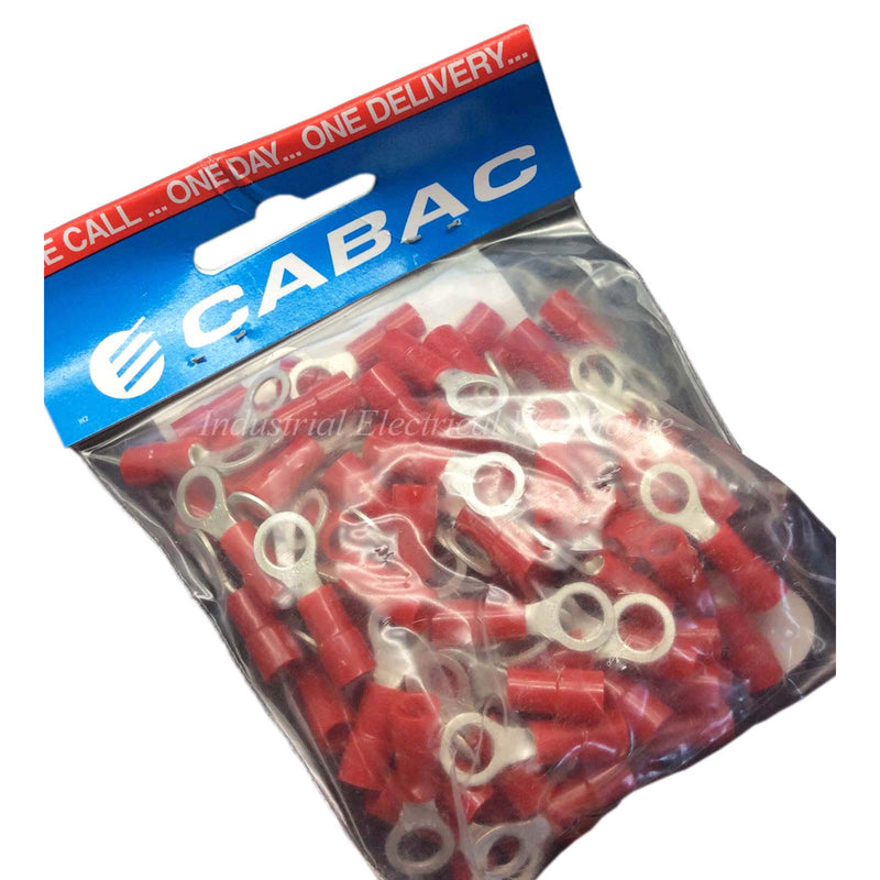 CABAC Terminal Ring Single Grip 5mm Hole 0.5 to 1.6mm² Red 415V RT1.25-5 100pcs