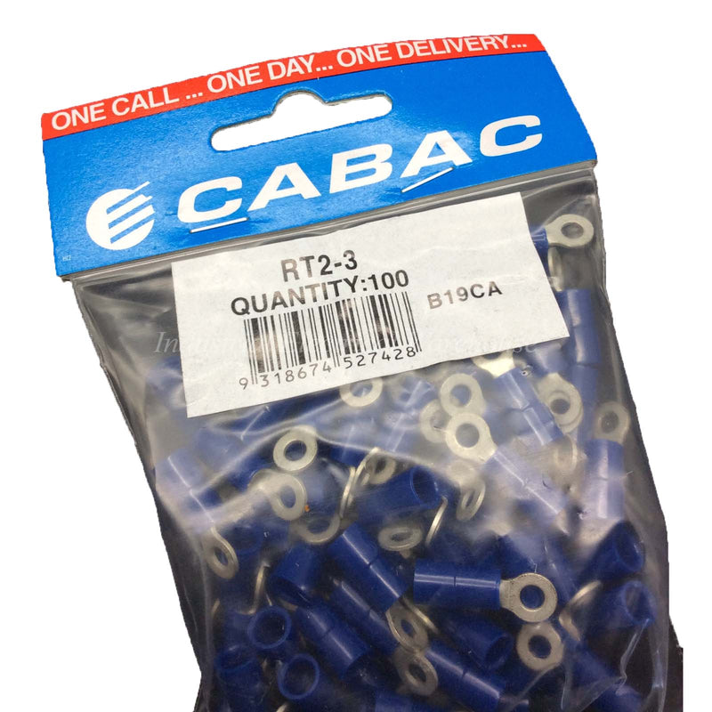 CABAC Terminal Ring Blue Ring Terminal 3mm Stud 1.0 – 2.6mm RT2-3 100pcs