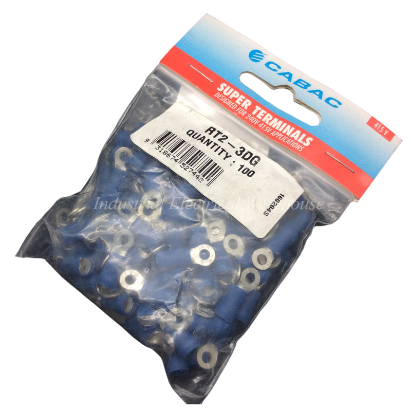 CABAC Terminal Ring Double Grip 1 to 2.6 mm² Blue RT2-3DG 100pcs