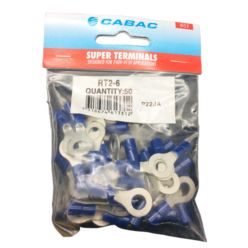 CABAC Ring Terminals Pin 2.5mm² M6 - 415V Blue RT2-6 50