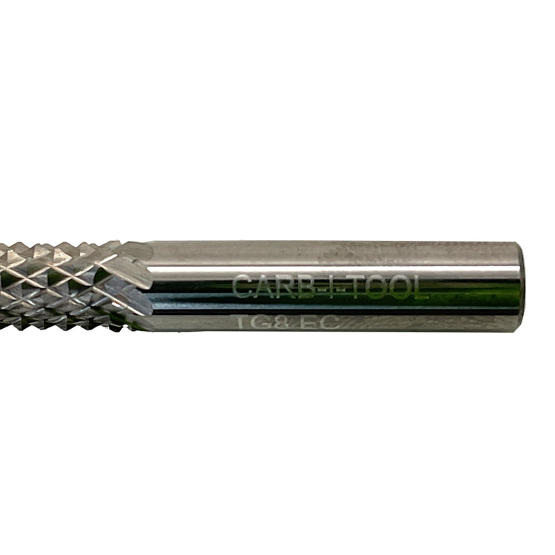 Carbitool Shank Solid Carbide Straight Fibreglass Bit Diamond Cut 6.35mm TG 8E/C