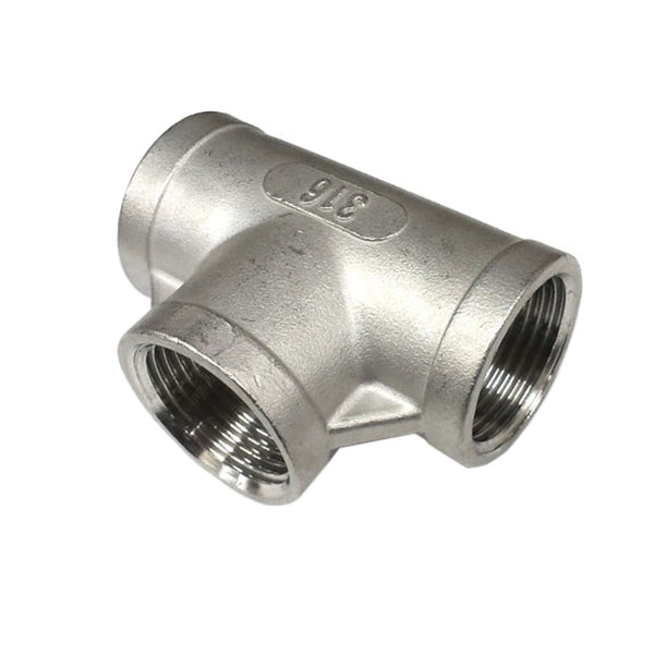 Circular Threaded Tee Female 316 Stainless Steel 1/2"