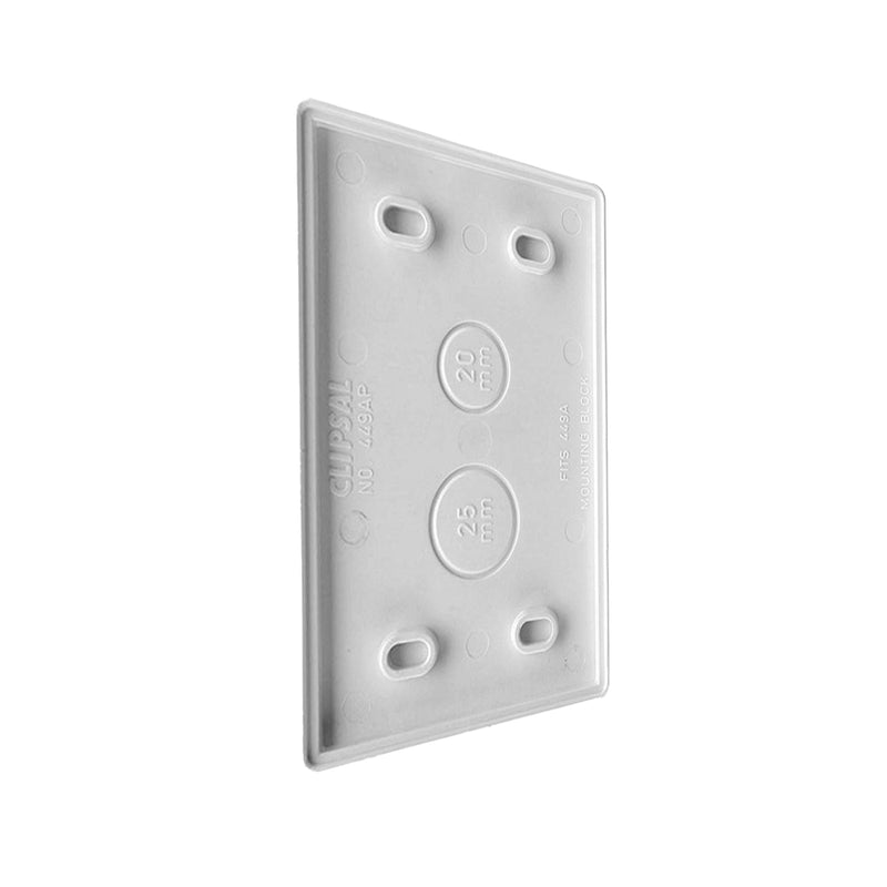 Clipsal Moulded Mounting Block Insulating Back Plate to suit 449A White 449AP