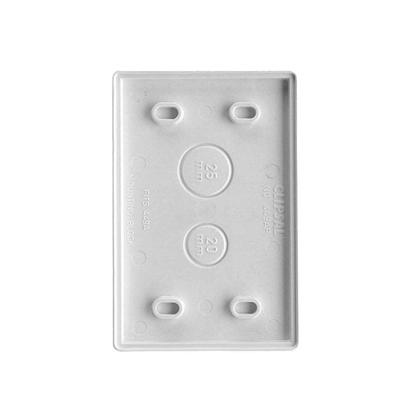 Clipsal Moulded Mounting Block Insulating Back Plate to suit 449A White 449AP